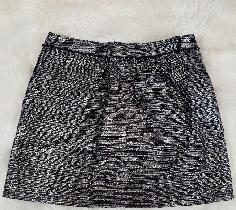 Gap Navy/Silver Metallic Tweed Mini Skirt 12